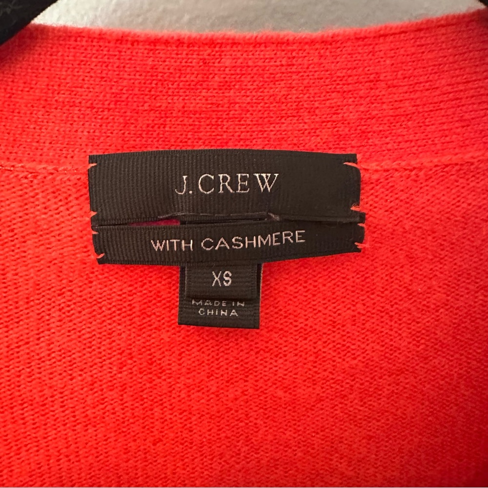 NWOT J. Crew Red Orange V Neck Wool Cashmere Blend Cardigan — Size XS - Picture 4 of 5